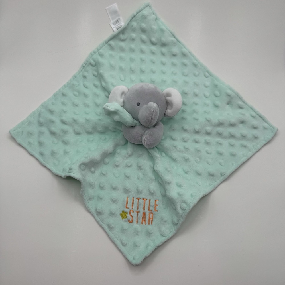 Child of Mine Carters Lovey Security Blanket Satin Minky Mint Green Elephant NEW